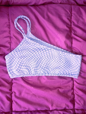Lilac Wavy Checkerboard Pattern Crop Top Pull & Bear like new
