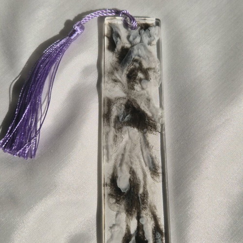 Handmade bookmark from white and black resin like new