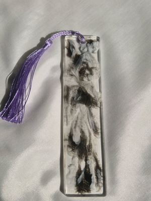 Handmade bookmark from white and black resin like new