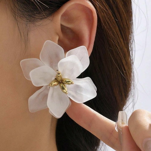 Statement earrings Parfois new, white and gold