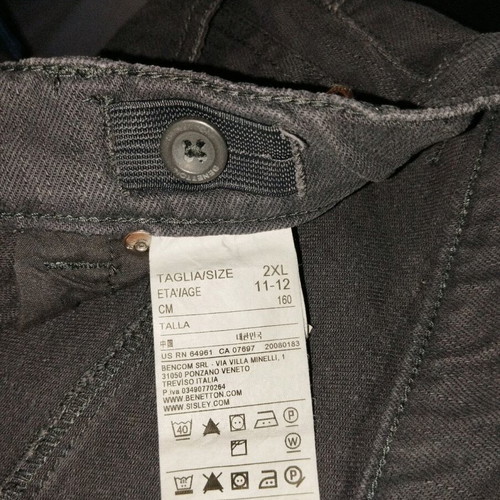 Benetton dark gray boys' jeans pants like new, size 2 XL