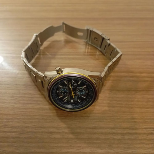 Citizen chronograph men's watch, blue and yellow