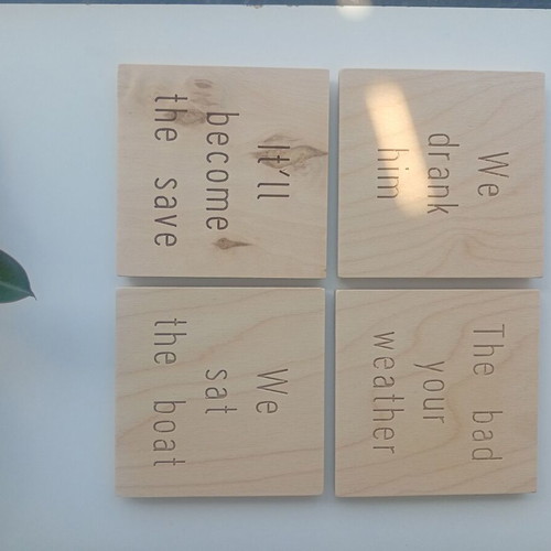 Wooden square coaster with engraving, made-to-order gift