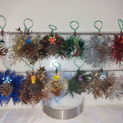 Christmas pinecone ornaments new, set of 12