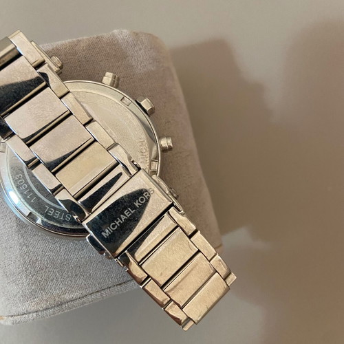 Michael Kors MK5353 Silver Watch with Zirconia Chronograph and Date