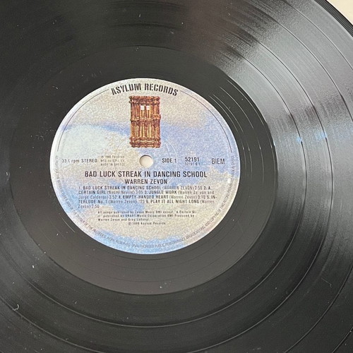 Warren Zevon Bad Luck Streak In Dancing School vinyl used, rock