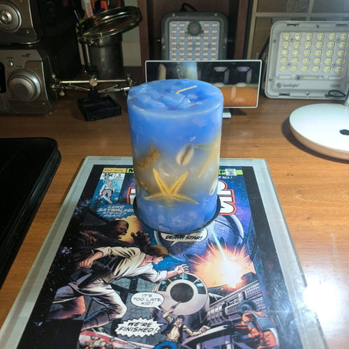Decorative candle with base new, 12 cm height