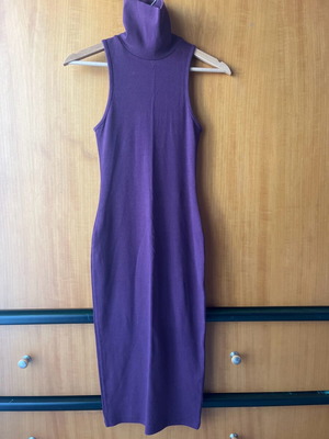 Zara midi fitted dress with collar sleeveless like new, purple, size S