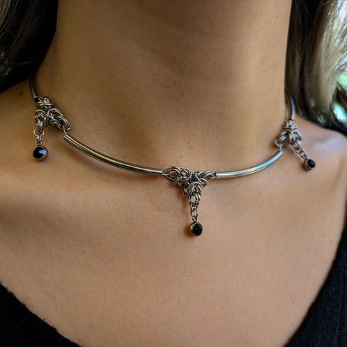 Boho Y2k Fairy Gothic Punk Rock Grunge Necklace silver new handmade