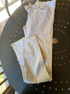 Stradivarius women's striped pants like new, size 38, white turquoise