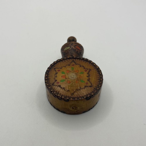 Bulgarian decorative flask used, wooden mini