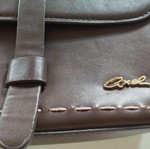 Axel crossbody bag, brown with contrast whipstitch