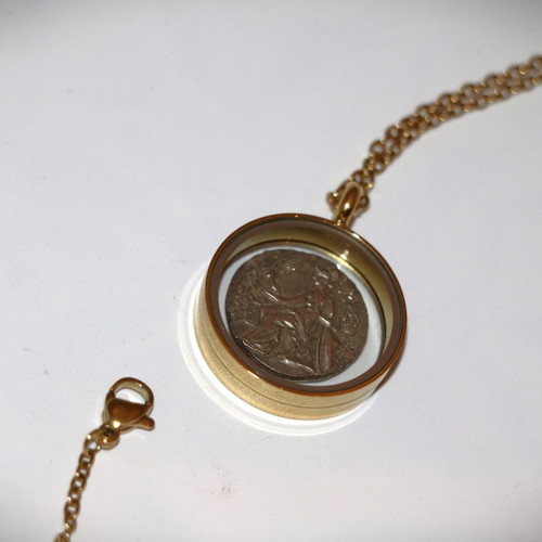 Ancient Coin Alexander the Great Silver Plated Replica Necklace Chain