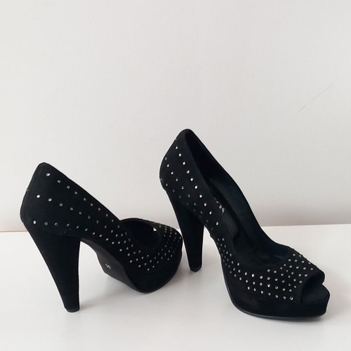 Sagiakos 10cm peep toe heels new, black with strass, size 36