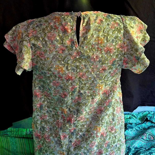 New Look Spring-Summer Blouse silk cotton size 34 colorful floral