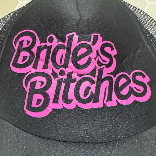 Hat new for bride's friend at bachelor party, black and pink