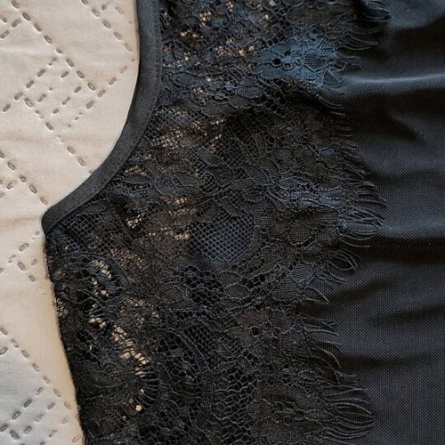 Blue Vanilla bodysuit black sleeveless with lace like new, size L