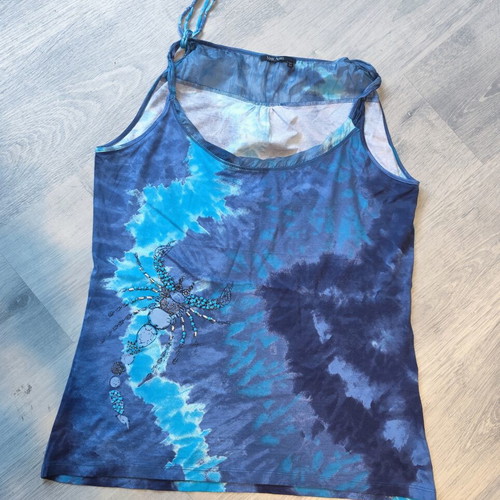 Marc Aurel Tie-Dye T-Shirt with Embroidery New, Cotton and Silk