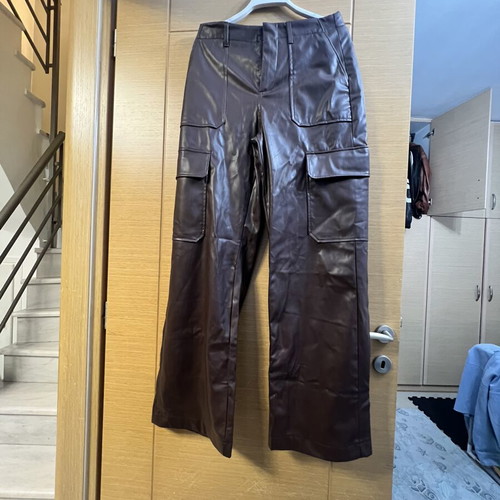 Zara leather pants large new, brown