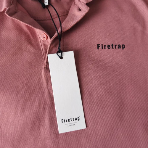 Firetrap men's polo shirt new, pink, size L, made in England
