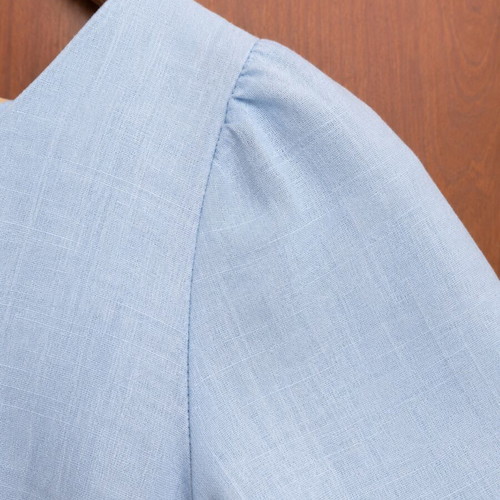 Blue cotton midi dress lined, size L, like new