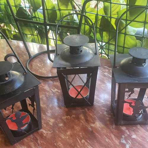 Metal candle holders collection of 6