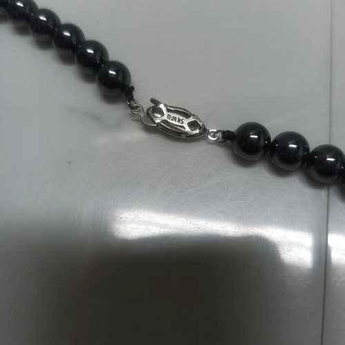 Hematite necklace, bracelet and earrings set 80s with 925 silver clasp vintage like new