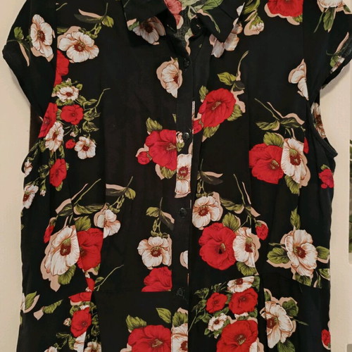Floral women's dress used, size L, black