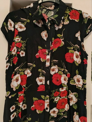 Floral women's dress used, size L, black