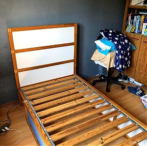 IKEA Ξύλινο μονό κρεβάτι με τάβλες-Χωρίς στρώμα