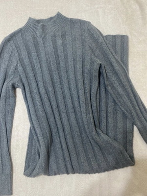 Grey fitted knitwear maxi dress, size L