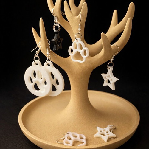 Jewelry tree stand beige new, organizer for rings and earrings