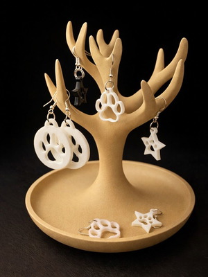 Jewelry tree stand beige new, organizer for rings and earrings