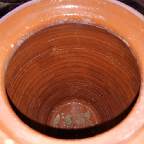 Ceramic sweet jar new 1970 handmade painted from Sifnos