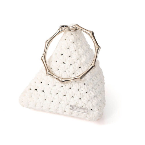 Handmade Triangular Bag white and beige, new