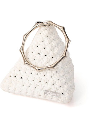 Handmade Triangular Bag white and beige, new
