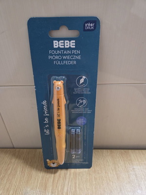Bebe Friends pen with orange tiger design and ergonomic grip, new
