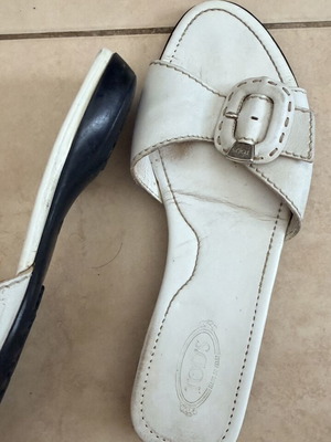 Tod's white leather sandals used, women's size 39, very soft