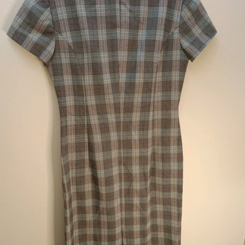 Retro Plaid Mini Dress with Square Neckline and Buttons like New