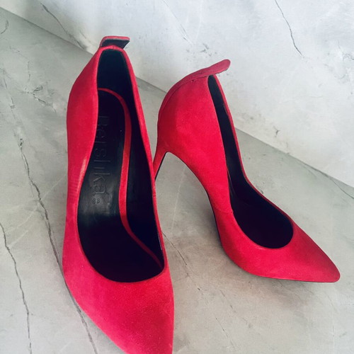 Bershka Red Suede Heels Size 38 New