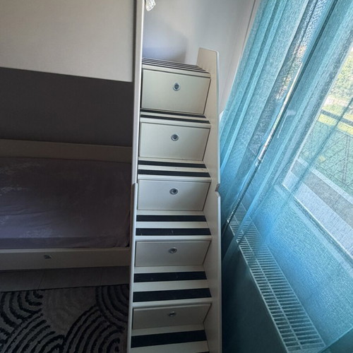 Bunk bed made by carpenter like new with storage drawers