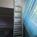 Bunk bed made by carpenter like new with storage drawers