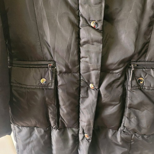 Long women's Zara basic jacket size L like new, black with down filling