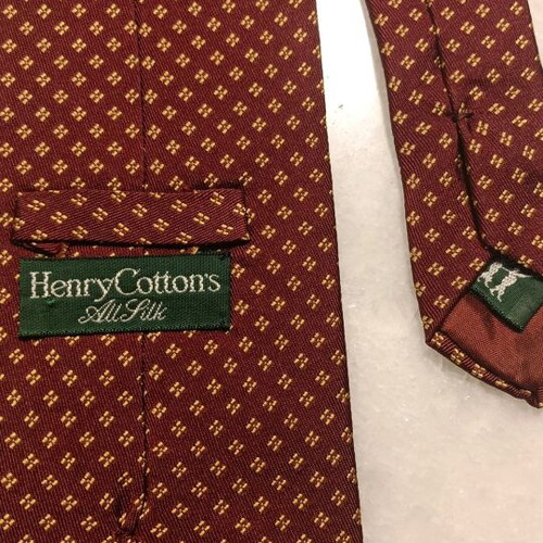 Henry Cottons silk tie like new, burgundy with yellow