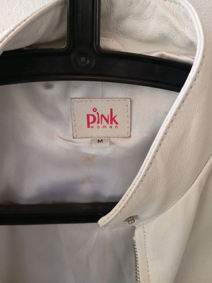 Pink Woman women's leather coat used, white, size M