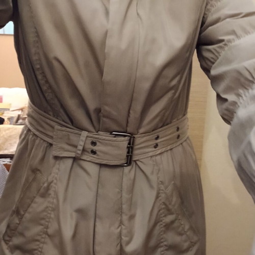 Prm-Fashion women's long jacket size M like new, beige with belt and hood