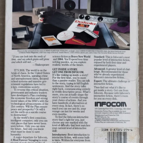 A Mind Forever Voyaging used, Infocom, Atari ST