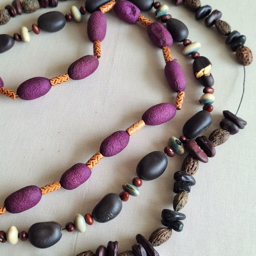 Ethnic Necklaces Bundle used, 3 handmade from Mexico with natural materials