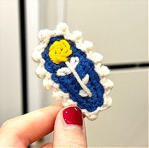 Handmade crochet yellow rose hair clip