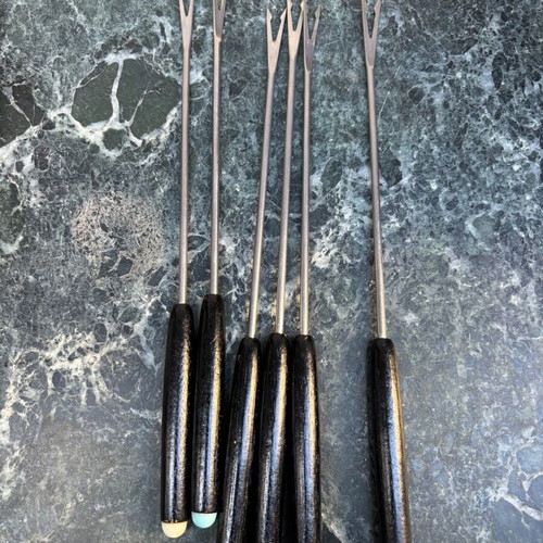 Set of skewers for grilling meat with wooden handle new